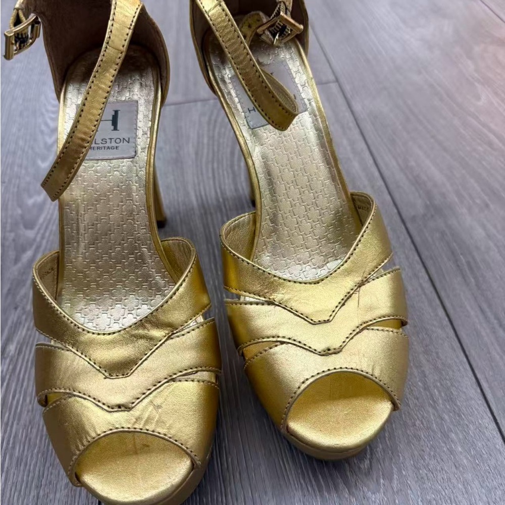 Halston Heritage Metallic Gold Heels